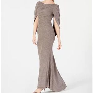 Betsy & Adam Metallic-Knit Draped Gown size 4